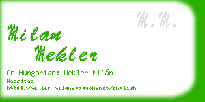 milan mekler business card